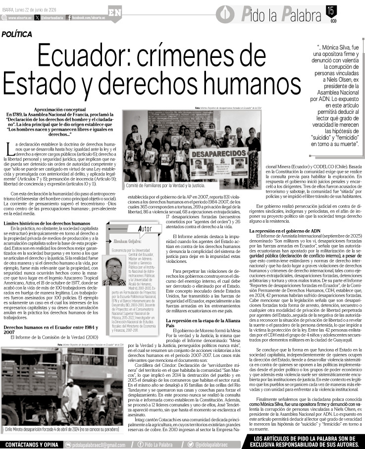 Ecuador: crímenes de Estado y derechos humanos