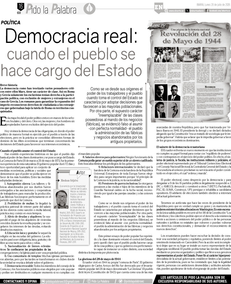 Democracia real: cuando el pueblo se hace cargo del Estado