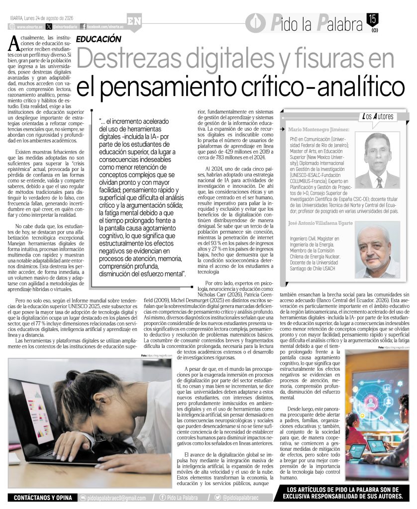 Destrezas digitales y fisuras en el pensamiento crítico-analítico